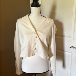 CAbi Cream Twisted Front Button-Up Blouse